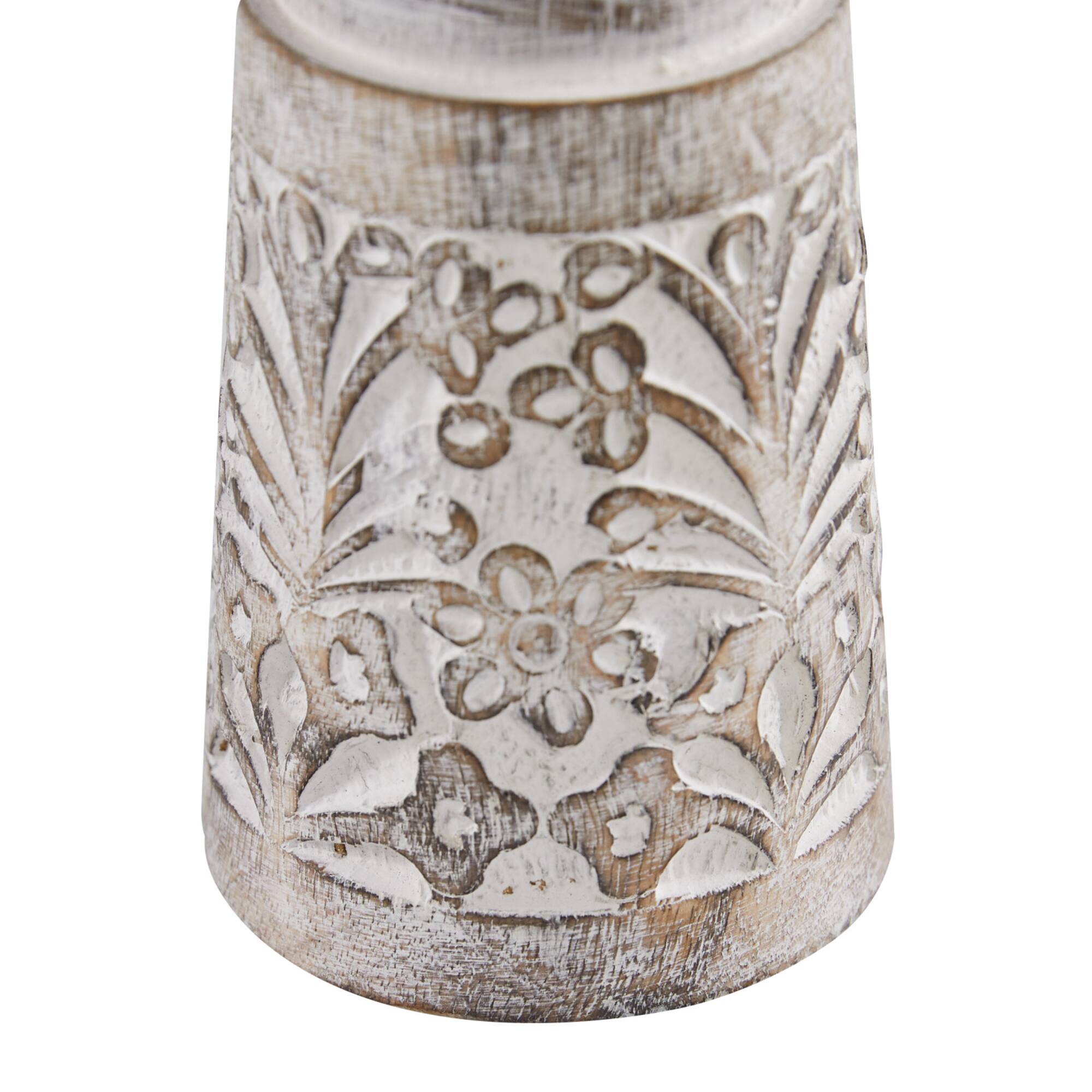 Brown Mango Wood Natural Candle Holder Set